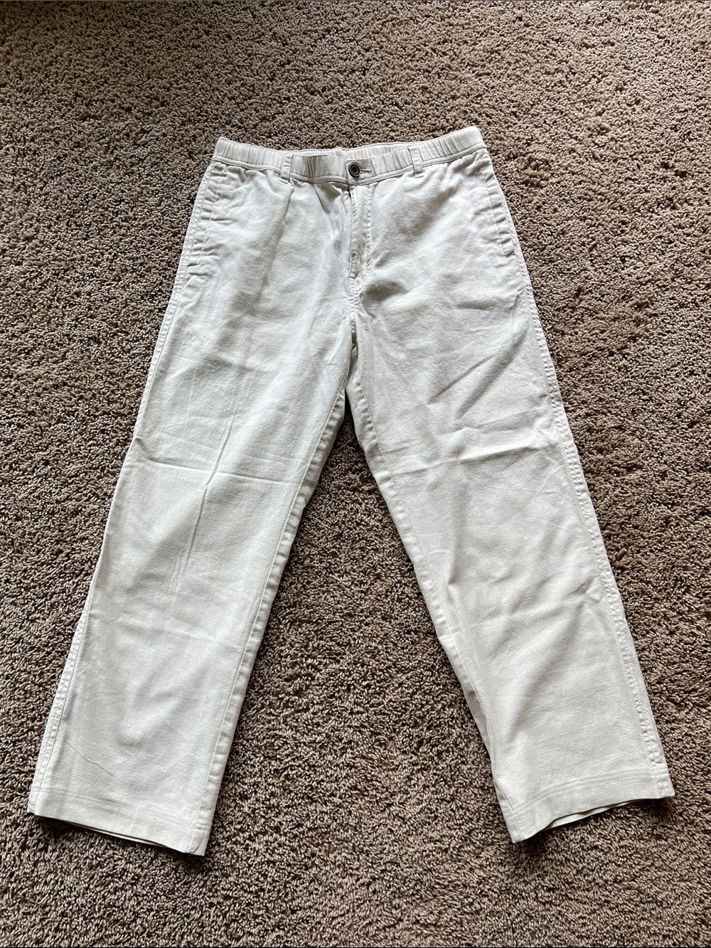 Paradise Collection light khaki women’s linen blend pants size medium. Beachy